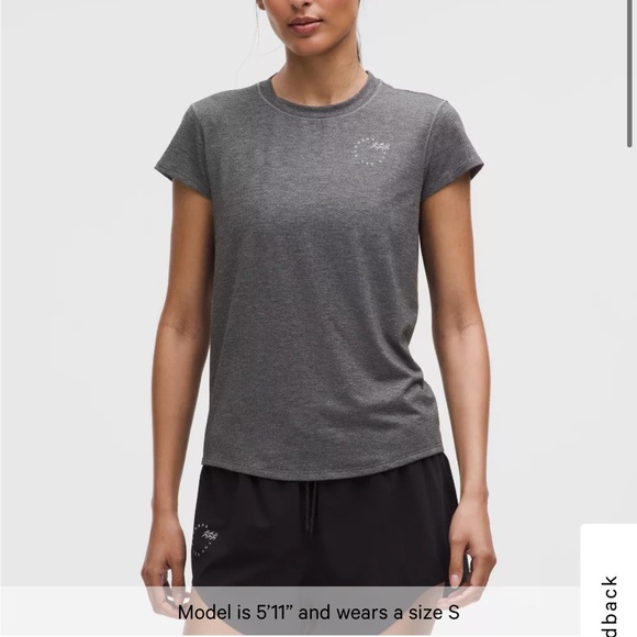 Lululemon Mile Maker Run Crew Graphic Mesh Short Sleeve Shirt Grey Sz M NEW - Picture 1 of 14